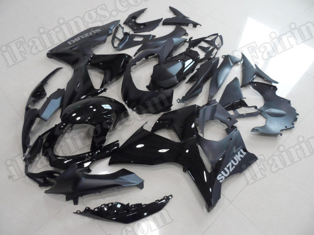 Motorcycle fairings/body kits for 2009 to 2014 Suzuki GSXR1000 glossy black and matte black.