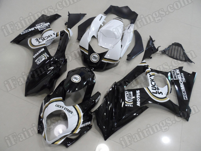 Motorcycle fairings/bodywork for 2007 2008 Suzuki GSXR1000 black lucky strike replica.