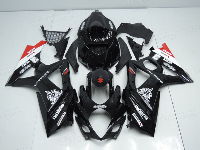 Motorcycle fairings/bodywork for 2007 2008 Suzuki GSXR1000 black.