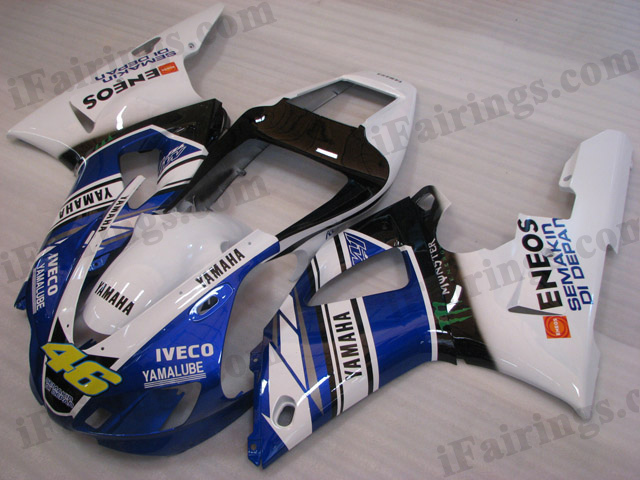 1998 1999 Yamaha YZF-R1 rossi replica white/blue fairing kits.