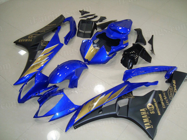 2006 2007 Yamaha YZF R6 blue and black fairing kits.