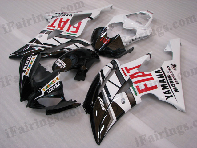 2008 to 2015 Yamaha YZF-R6 black/white fiat fairing kits.