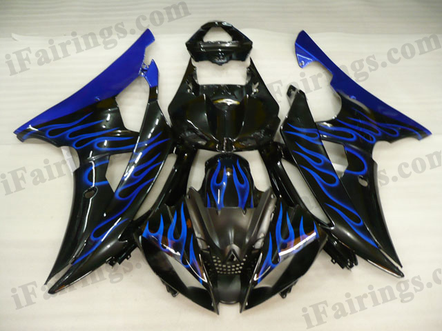 2008 to 2015 Yamaha YZF-R6 blue flame fairing kits.