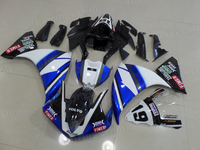 2012 2013 2014 Yamaha YZF R1 custom paint blue and black fairing kits.