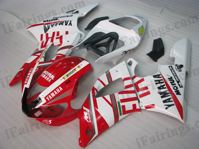 aftermarket fairings for 2000 2001 YZF R1 red Fiat decals.
