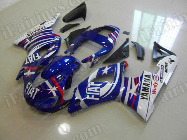 Motorcycle fairings/body kits for 1998 1999 Yamaha YZF R1 Fiat stars paint scheme.