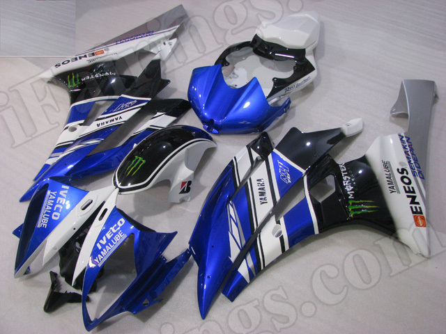 Motorcycle fairings/body kits for 2006 2007 Yamaha YZF R6 blue, black and silver.