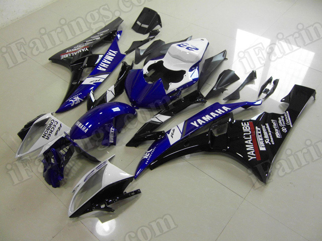 Motorcycle fairings/body kits for 2006 2007 Yamaha YZF R6 blue, white and black.
