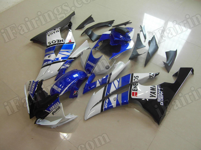 Motorcycle fairings/body kits for 2008 to 2015 Yamaha YZF R6 blue, white and black.