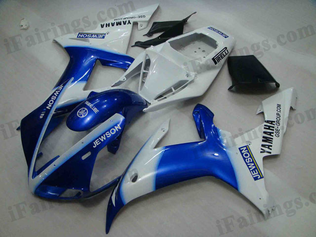Replacement fairings for 2002 2003 Yamaha YZF R1 blue/white scheme.