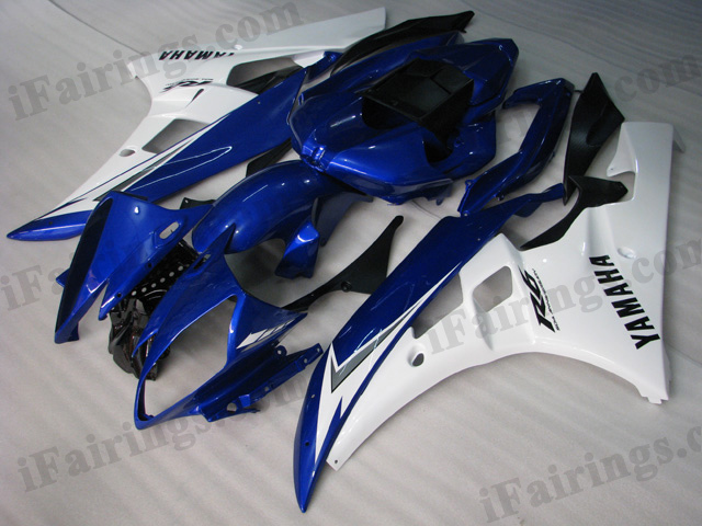 YZF-R6 2006 2007 blue and white fairings, 2006 2007 R6 graphic.