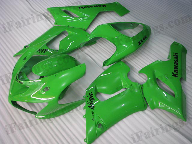 2005 2006 Kawasaki ZX6R Ninja green fairing kits. - Click Image to Close