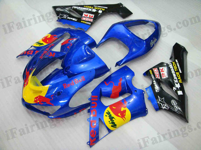 2005 2006 Kawasaki ZX6R Ninja RedBull replica fairing kits.