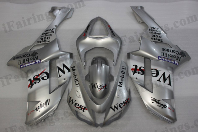 2007 2008 Kawasaki ZX6R Ninja silver west fairing kits.