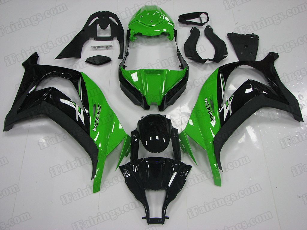 2011 2012 2013 2014 2015 Kawasaki ZX-10R Green/Black Fairing Kit.