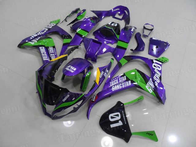 2011 to 2015 Kawasaki Ninja ZX10R purple and green fairings.