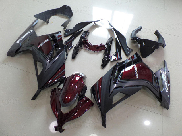2013 2014 2015 Kawasaki Ninja 300 dark red and grey fairing kits.