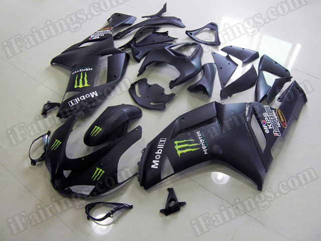 Motorcycle fairings/bodywork for Kawasaki 2007 2008 Ninja ZX6R blackmatte monster.