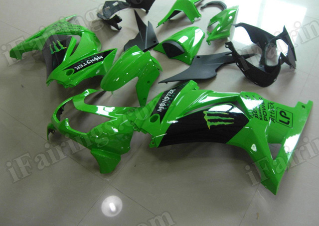 Motorcycle fairings/bodywork for Kawasaki Ninja 250R EX250 2008 to 2012 lime green monster.
