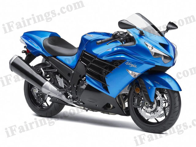 Motorcycle fairings/bodywork for Kawasaki Ninja ZX14R 2012 to 2015 blue and black.