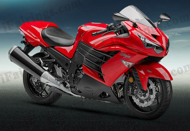 Motorcycle fairings/bodywork for Kawasaki Ninja ZX14R 2012 to 2015 red and black.