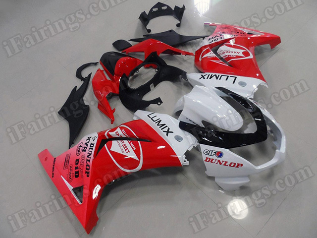 replacement fairings/bodywork for Kawasaki Ninja 250R EX250 2008 to 2012 red and white.