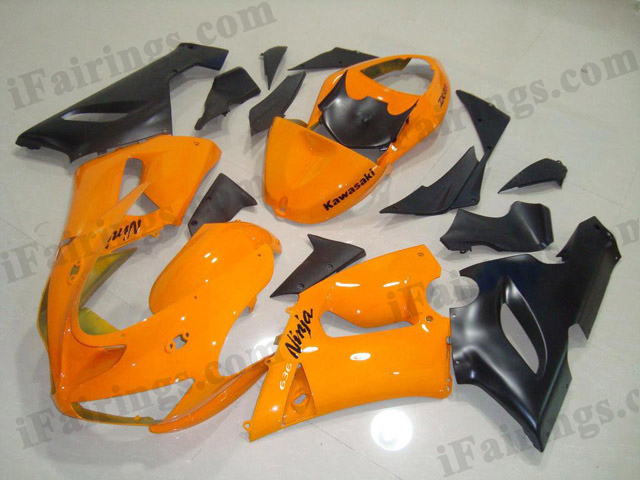 ZX6R 636 2005 2006 orange and black fairings, 2005 2006 ZX6R bodywork.