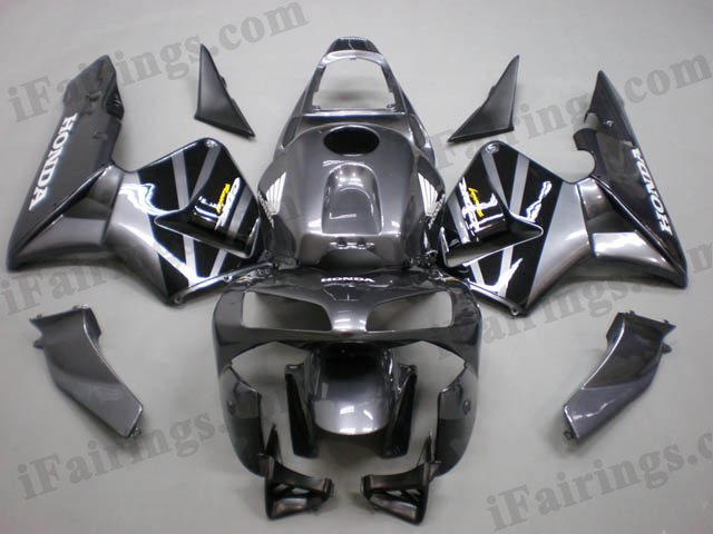 2003 2004 CBR600RR gunmetal and black fairings.
