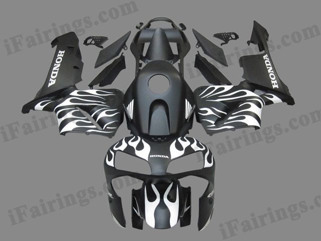 2003 2004 Honda CBR600RR black and white flame fairing kits