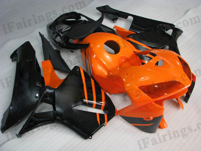 2005 2006 CBR600RR orange and black flame fairing kits.