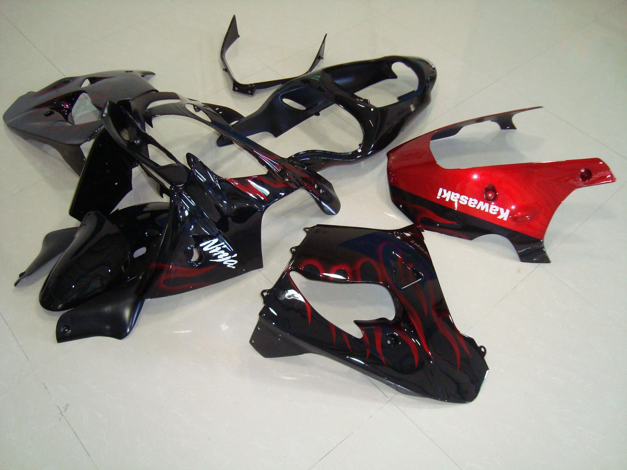 2000-2001 zx9r black red flame