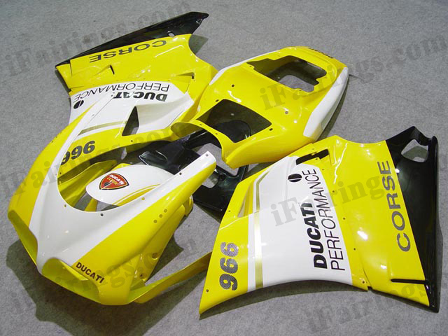 aftermarket fairing kits for Ducati 748/916/996 yellow and white.