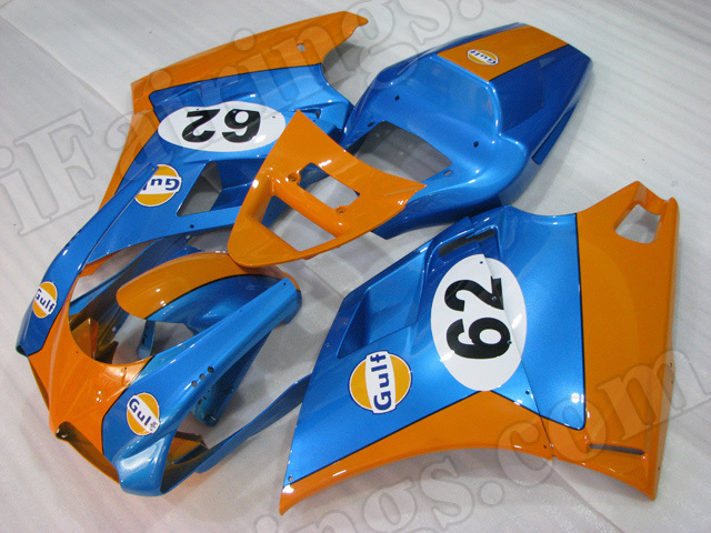 Motorcycle fairings for Ducati 748/916/996 orange and blue.