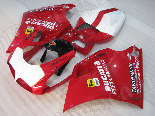 Motorcycle fairings for Ducati 748/916/996 red and white.
