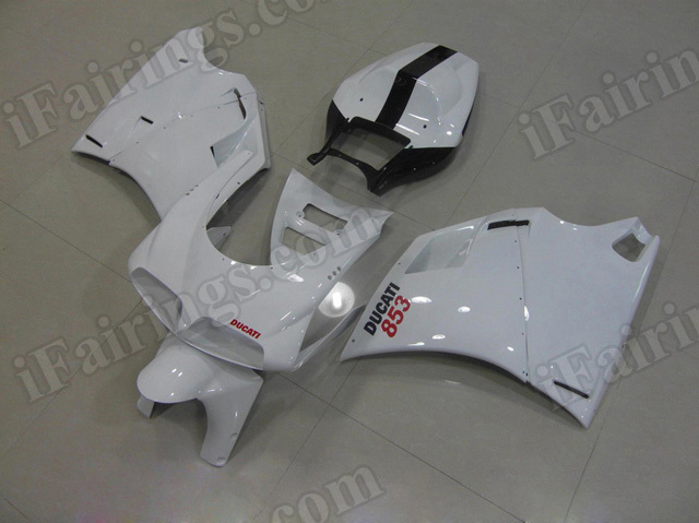 Motorcycle fairings for Ducati 748/916/996 pearl white and black.
