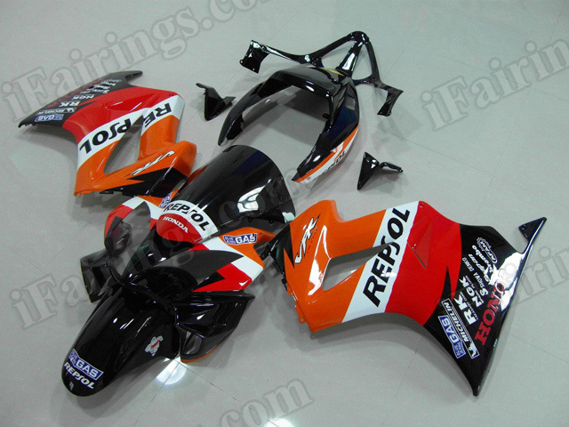 Motorcycle fairings/bodywork for Honda VFR800 2002 to 2012 Repsol replica.