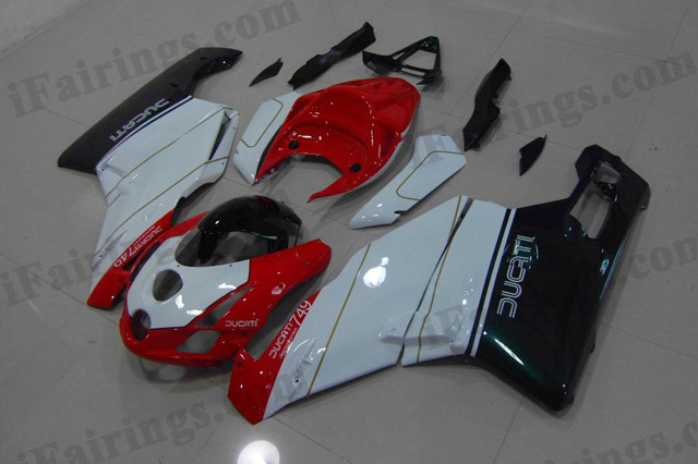 Replacement fairings for 2003 2004 Ducati 749/999 red/white/blue scheme.