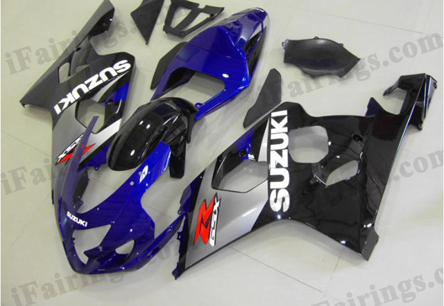 GSXR600/750 2004 2005 blue and black fairings, 2004 2005 GSXR 600/750 replacement body kits.