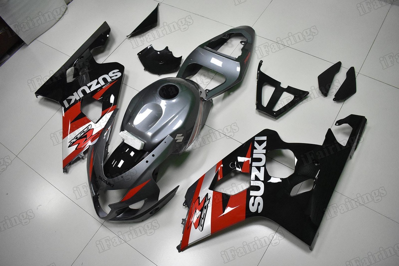 Motorcycle fairings/bodywork for 2004 2005 Suzuki GSX R 600/750 red, black and grey.