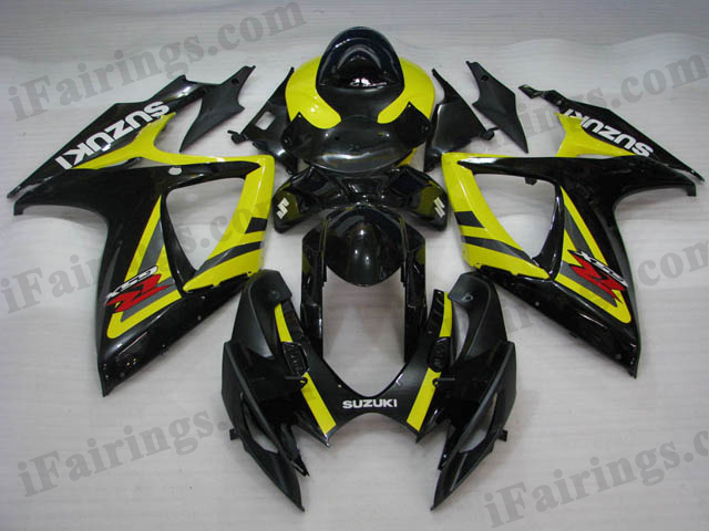 Aftermarket fairings for 2006 2007 GSXR600/750 yellow and black scheme.