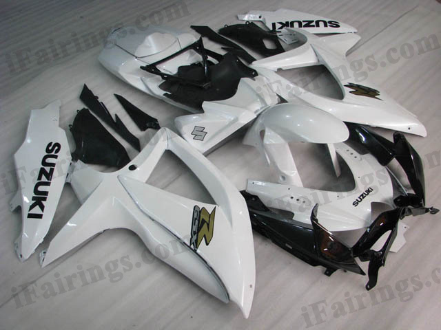 GSXR600/750 2008 2009 2010 white fairings, 2008 2009 GSXR600/750 replacement bodywork [kit1079]