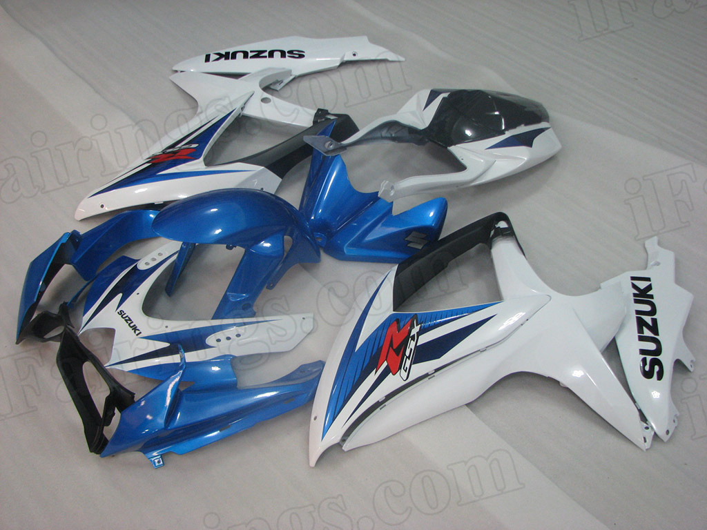 2008 2009 2010 Suzuki GSXR600, GSXR750 OEM scheme blue and white fairings.