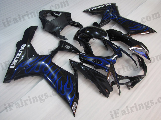 2011 2012 2013 2014 GSXR600/750 black and blue flame replacement fairings.