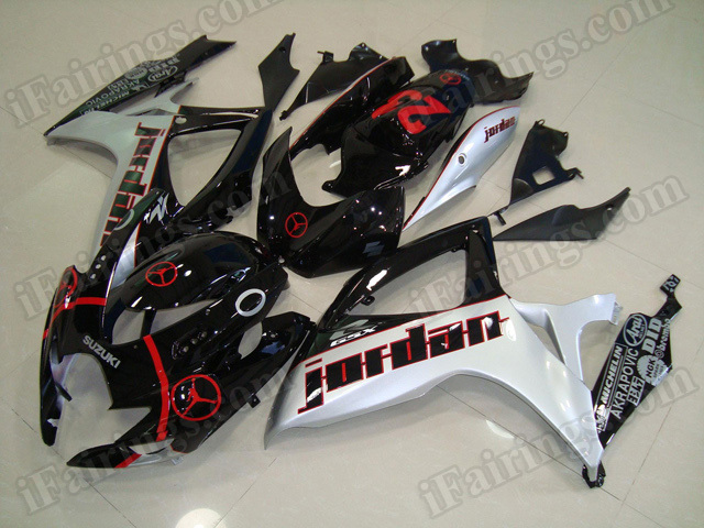 Motorcycle fairings/body kits for 2006 2007 Suzuki GSX R 600/750 black and silver Jordan.